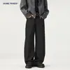 Pantalones vaqueros básicos de estilo simple en color crudo para hombre, estilo americano holgado de pierna recta ancha, efecto de caída de alta costura, pantalones largos de talla grande