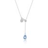 999 Prata Esterlina Explosiva Gotas de Água Azul Ajustável Pull-out Prata Esterlina Y Colar Feminino Luz Luxo Nicho 2024 Novo