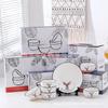 Juego de Plato y Tazón de Porcelana Azul y Blanco Caja de Regalo Apertura de Regalo Mayoreo