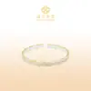 Pulseira de prata 999,9 pura de Fu, estilo chinês novo, padrão de rolo pintado a ouro, com bordas torcidas, bracelete aberto sólido de prata esterlina, presente para namorada