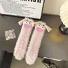 Meias Feias Engraçadas Femininas Outono e Inverno Meias de Monstro Fofas Recheadas Coral Veludo Espessadas Meias Peludas para Casa e Dormir