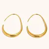 Pendientes de Línea Minimalistas de Estilo Europeo y Americano de Moda, Acero Inoxidable Chapado en Oro de 18 Quilates, Pendientes Versátiles de Personalidad Exagerada de Alta Gama