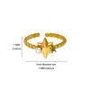 Anel de Pérola com Design Floral de Estrela e Lua, Anel Aberto Vintage Nicho Criativo Geométrico Vazado para Mulheres, Anel de Falange