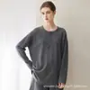 Nuevo suéter de cachemir 100% para mujer de otoño e invierno, cuello redondo, color liso, holgado, casual, moda, estilo simple
