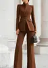Conjunto de Dos Piezas para Mujer Europea y Americana 2026 Moda Independiente Blazer de Manga Larga Color Sólido con Bolsillo y un Botón + Pantalones de Traje Largos