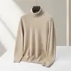 Suéter de lana para hombre para otoño e invierno, jersey de cuello alto base de cachemira, suéter de punto interior de lana de doble cuello para hombre