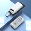 Power bank de grande capacidade transfronteiriço no atacado 20000mAh portátil destacável power bank de 3 fios com luz e logotipo personalizável