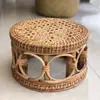Taburete de ratán de Myanmar taburete redondo tejido a mano de ratán cojín taburete bajo taburete redondo taburete de baile taburete para cambiarse los zapatos otros ruedas baño