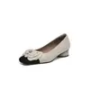 Sapatos da Moda Camélia de Salto Baixo para Mulheres, Novidade Outono 2026 Sapatos Versáteis Color-Block de Bico Quadrado Estilo Chanel para Mulheres, Sapatilhas Confortáveis