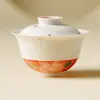 Tazón Cubierto Flor de Rosa Pintada a Mano con Chispas Doradas Taza de Té Individual Juego de Té Kung Fu de Alta Gama Juego de Té Taza de Té de Cerámica con Tapa Taza de Té