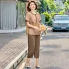 Roupas de Verão Novo Estilo para Vovó, Conjuntos de Manga Curta para Idosos, Estilo Verão Fino, Estilo Estampado para Pessoas de 40-60 Anos