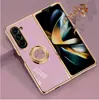 Para funda de teléfono móvil Samsung Zfold6, soporte de anillo magnético giratorio 360, funda suave con chapado, cubierta protectora fold5/4