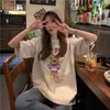 Camiseta de Manga Corta para Mujer, Estilo Nuevo Verano 2026, Tops Holgados Casuales Deportivos de Longitud Media Estampados