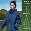Chaqueta roja de tres en uno para exteriores para mujer, adecuada para primavera, otoño e invierno, desmontable, impermeable, cortavientos, abrigo de hombre, adecuado para personas menudas, chaqueta de senderismo