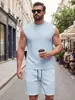 Conjunto masculino de verão casual, novo, transfronteiriço europeu e americano, Amazon, cor sólida, jacquard, gola redonda, moletom de manga curta, shorts