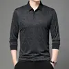 Camisa Polo de Manga Longa Outono 2026 para Homens, Casual de Negócios, Gola de Lapela, Estampada, para Homens de Meia-Idade, Camisa Polo de Peça Única Drop-Shipping
