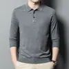 Novo suéter masculino de mistura de lã para outono e inverno, camisa base de cor sólida com gola virada, suéter macio de tricô para homens, atacado