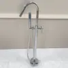 Grifo de Bañera de Pie Color Bronce Gunmetal Columna Cubo de Madera Lateral para Tanque Lavabo Montaje en Pared Cabezal de Ducha Independiente Frío y Caliente