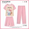 Pijama de Tres Piezas para Niñas 2025 Nuevo Verano Delgado Manga Corta Pantalones Niña Primavera y Otoño Ropa de Hogar