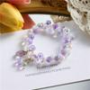Pulseira de cristal colorido fresco novo design de nicho moda feminina estilo pastoral anel duplo pérola joias atacado