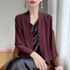Chaqueta corta de georgette para mujer, fina y versátil para el verano, exterior holgado protector del sol, top estilo chal con mangas abullonadas francesas