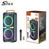 Sing-E Zqs8289 Luces Intermitentes Geniales Rgb Doble 8 Pulgadas Portátil Karaoke Altavoz Bluetooth de Alta Potencia para Exportación