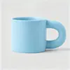 Tazas de cerámica de alta calidad, con asas grandes y forma robusta, personalizables con logotipos en colores macarrón, perfectas como recuerdos; Muestras de color disponibles para pedidos personalizados