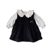 Vestido coreano sencillo de dos piezas para niñas, estilo principios de otoño 2026, vestido de princesa de otoño para niños pequeños