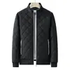 Chaqueta de algodón de invierno especial transfronteriza cuello alto cremallera cuadros bloqueo de cremallera algodón más terciopelo abrigo chaqueta hombre fibra de poliéster