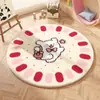 Tapete Redondo de Desenho Animado com Laço Caxemira de Imitação para Casa, Sofá, Estudo, Manta Redonda, Quarto de Menina, Manta de Cabeceira
