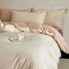 Conjunto de cama jacquard de algodão Classe A com quatro peças, conjunto de três peças com lençol e capa de edredom 100% algodão puro, estilo de cama com lençol de elástico