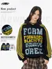 Sudadera con capucha Oreeta American Retro Estampado de Carta Antigua Moteada para Hombres y Mujeres, Sudadera con Capucha de Marca de Moda para Parejas