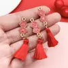 DIY estilo chino Año Nuevo borla doble colgante bendición doble cara joyería accesorios colgante aleación aceite gota colgante venta al por mayor