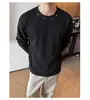 Sudadera con Parches de Color Sólido para Hombre y Mujer Otoño/Invierno Corte Boxy Cuello Redondo Manga Larga Camiseta Estilo Americano Capa Base para Pareja Tendencia