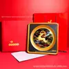 Novo Ornamento Chinês de Veado Deus Ascendente Exquisiteiro Prato Quadrado Redondo Ornamento Tridimensional Totalmente Dourado Lembrança de Negócios Atacado