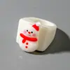 Serie Navideña Transfronteriza Europea y Americana Caja de Regalo con Campana Muñeco de Nieve Anciano Reno Cuadrado Retro Juego de Anillos de Resina