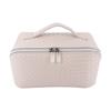 Bolsa de Maquillaje con Almohada de PU de Patrón Tejido de Gran Capacidad y Compartimentos, Nueva Tendencia 2026 Bolsa Portátil de Viaje para Almacenamiento de Cosméticos