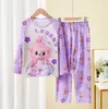 Ropa de Casa Transfronteriza para Bebés y Niños Niños y Niñas Pijama de Manga Larga Delgado Tailandés Grande Infantil Dibujos Animados Traje de Aire Acondicionado Conjunto