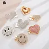 Acessório Botão Minimalista Estilo Ins Rosto Sorridente com Strass para Gola de Camisa DIY, Acessório Versátil de Botão de Punho de Roupa Destacável em Liga de Zinco