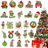 Decoración de Árbol de Navidad de Madera Plana 2D Monstruo Peludo Verde Grinch Creativo de Amazon para Colgar