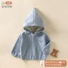 Abrigo con capucha para niños y niñas de primavera y otoño, suéter informal coreano de algodón para bebés, cárdigan de un solo pecho con combinación de varias telas.