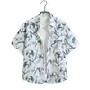 Camisa Floral Hawaiana de Manga Corta Unisex Camisa de Playa con Mangas de Tres Cuartos Talla Grande Atuendo de Pareja para Vacaciones en la Playa Camisa Floral