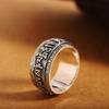 Personalidade Prata Joias de Prata Tailandesa Prata S925 Joias de Prata Personalizadas Anel Giratório Mantra de Seis Palavras Sânscrito Masculino Estilo Antigo