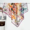 Estilo chino estilo pintura al óleo camelia moderno gasa 90 pañuelo cuadrado grande bufanda de seda para mujer bufanda de primavera y otoño con temperamento para combinar con camisa chal
