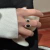 Anillo de Plata Esterlina S925 Estilo Coreano Nicho Sentido del Diseño Mate Retro Ónix Negro Anillo Simple Estilo Coreano Estilo Coreano