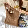 2025 Nuevo Bolso de Mano Tejido Hueco para Primavera y Verano Bolso Tote Grande de Hombro para Mujer Bolso Perezoso y Relajado