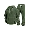 Conjunto de Ropa Deportiva Casual Versátil para Hombre, Chaqueta de Manga Larga de Pana con Cruces de Color Sólido, Pantalones Casuales