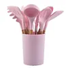 Juego de 12 Utensilios de Cocina de Silicona al por Mayor Espátula Doméstica Espátula para Cocinar Juego de Utensilios de Cocina de Silicona Utensilios de Cocina de Silicona Resistentes a Altas Temperaturas