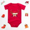 Primeiro Natal veado impresso de manga curta triângulo romper bebê vermelho romper macacão bainha