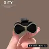 Presilha de cabelo com laço preto e strass, estilo coreano e japonês, elegante, para penteados semi-presos, presilha de cabelo de princesa, presilha lateral pequena